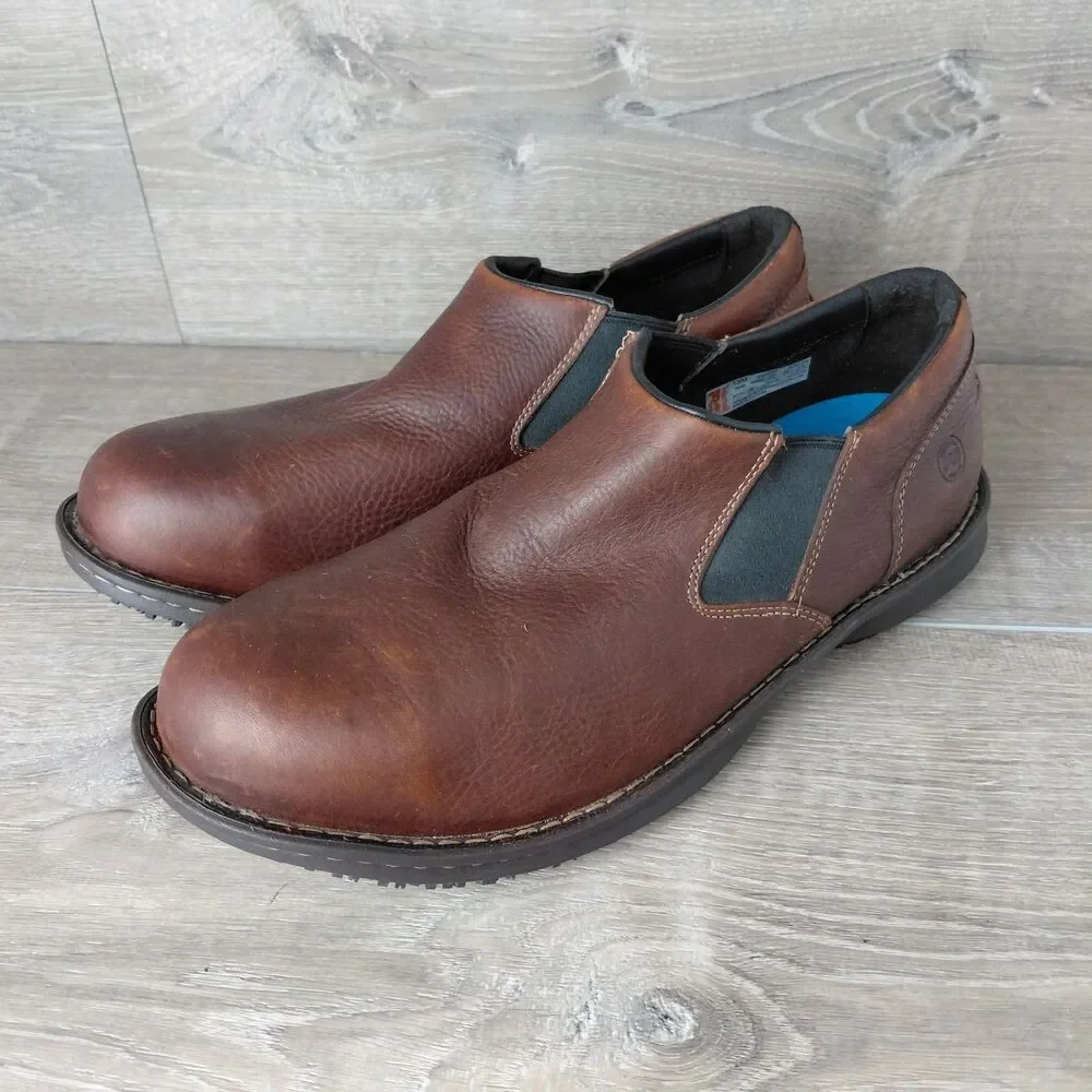 Timberland PRO Shoes Mens 13 Brown Gladstone Leather Steel Toe Slip On Work Boot